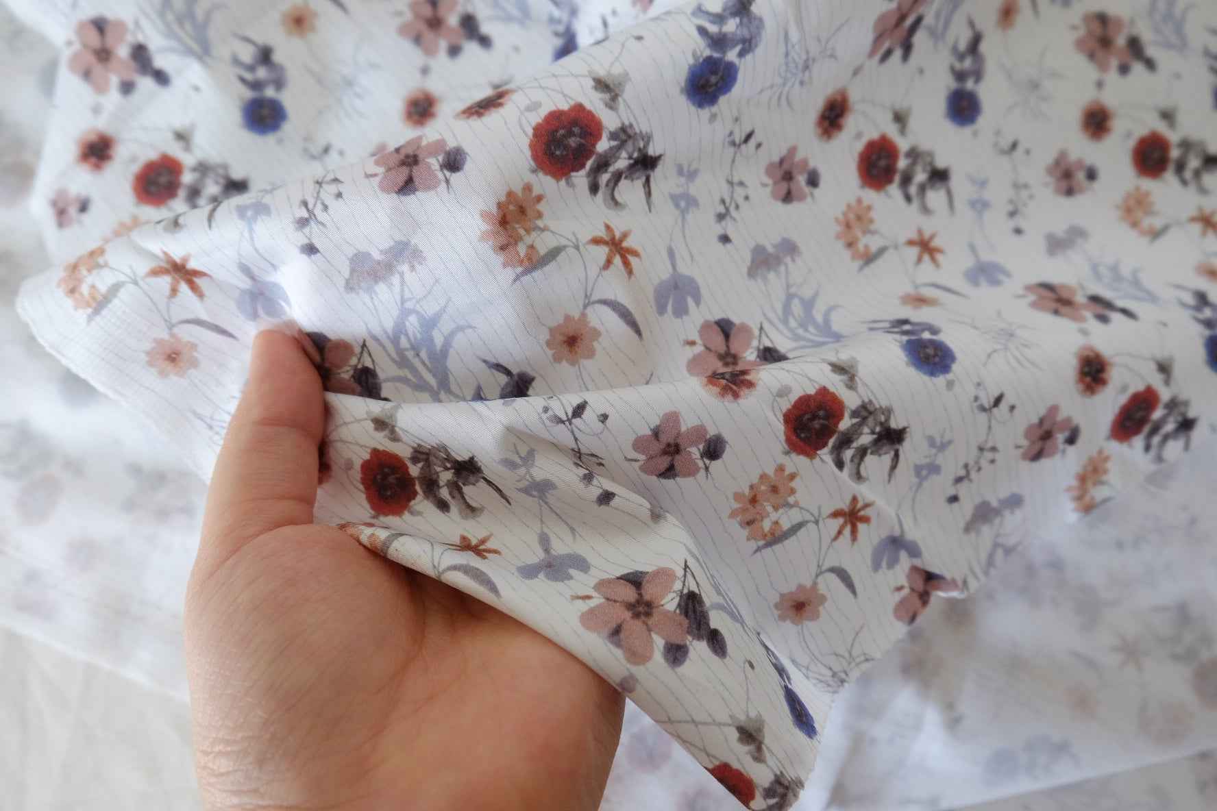 Painterly Floral Cotton Sateen Fabric – 2.2 yd