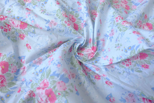 Pink Rose Garden Cotton Poplin Fabric - 3.28 yd