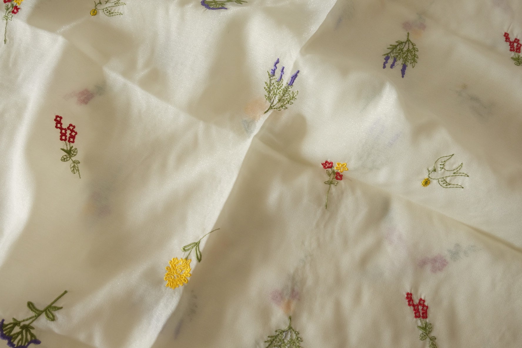 Ivory Embroidered Tencel Fabric – 1.64 yd