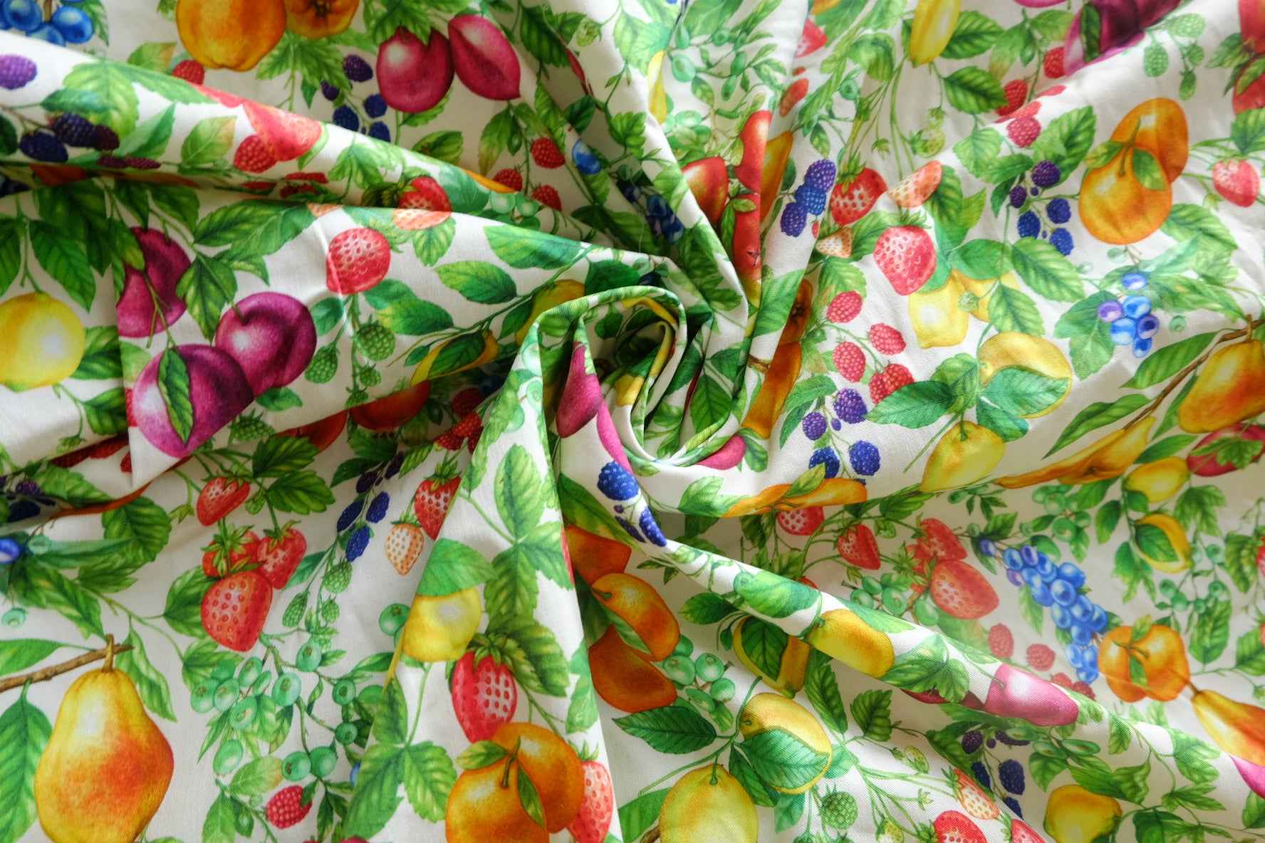 Bright Fruit Garden Stretch Cotton Twill Fabric - 2.62 yd