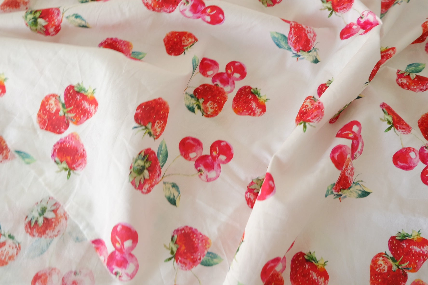 Strawberry Cherry Cotton Poplin Fabric – 2.8 yd