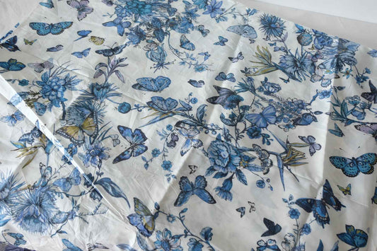 Blue Butterfly Garden Structured Cotton Poplin – 3.3 yd
