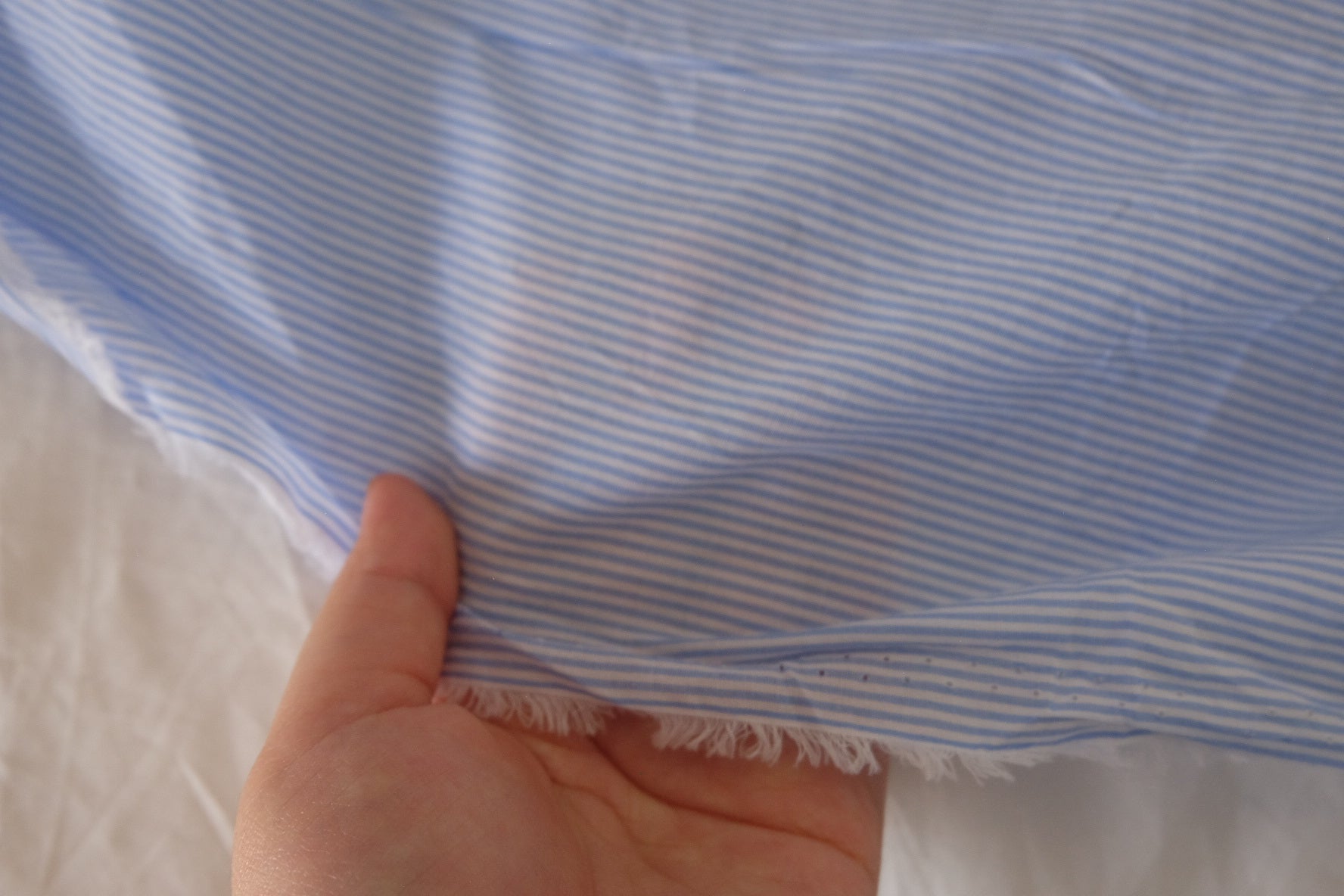 Blue Fine Stripe Cotton Fabric – 2.7 yd
