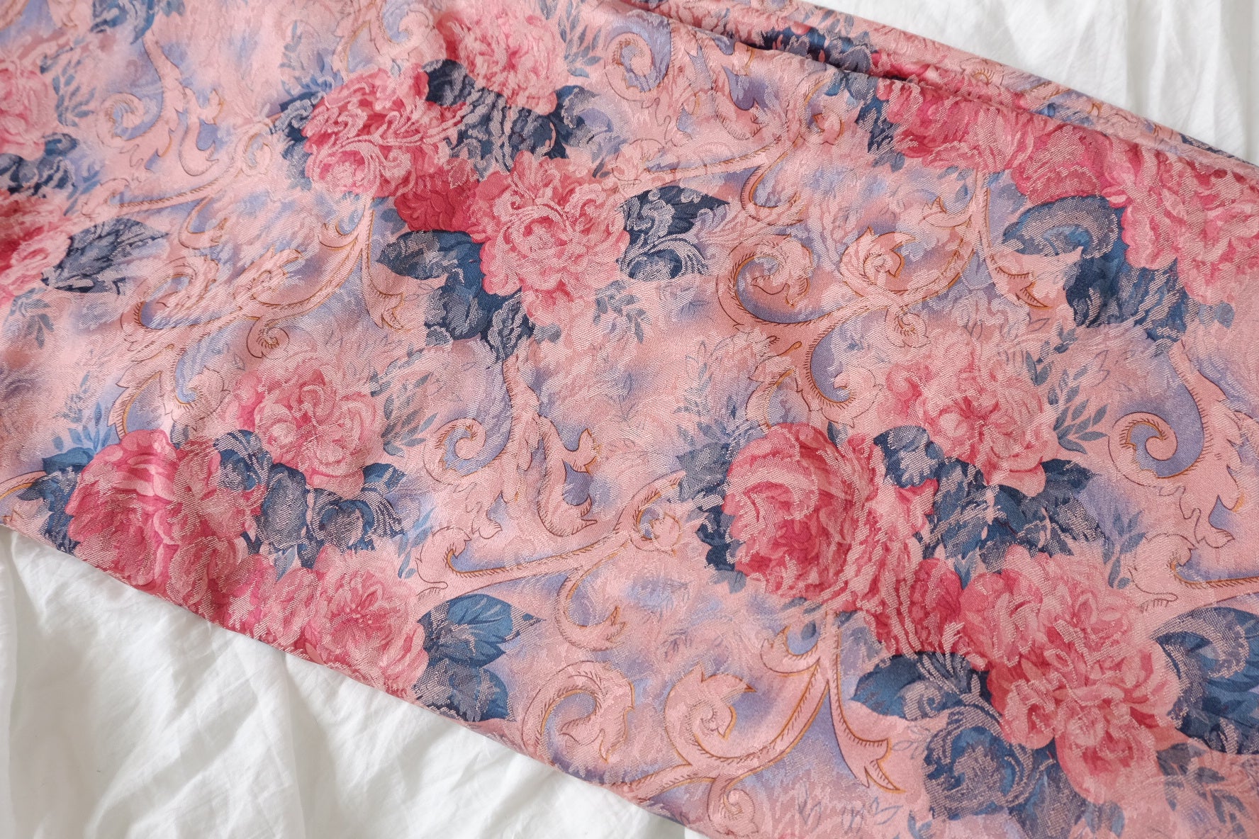Rose Jacquard Brocade Satin Fabric - 2.35 yd