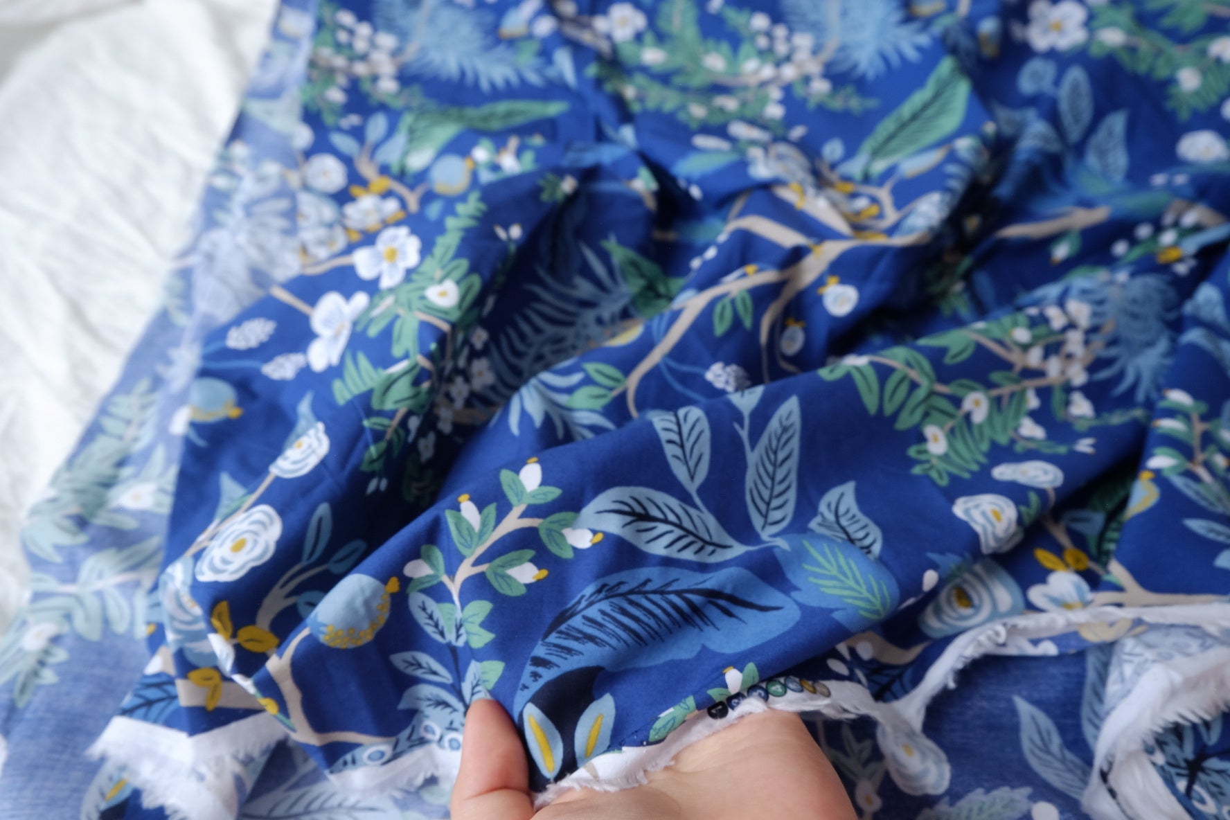 Blue Peacock Garden Silky Lightweight Poplin — 3.28 yd