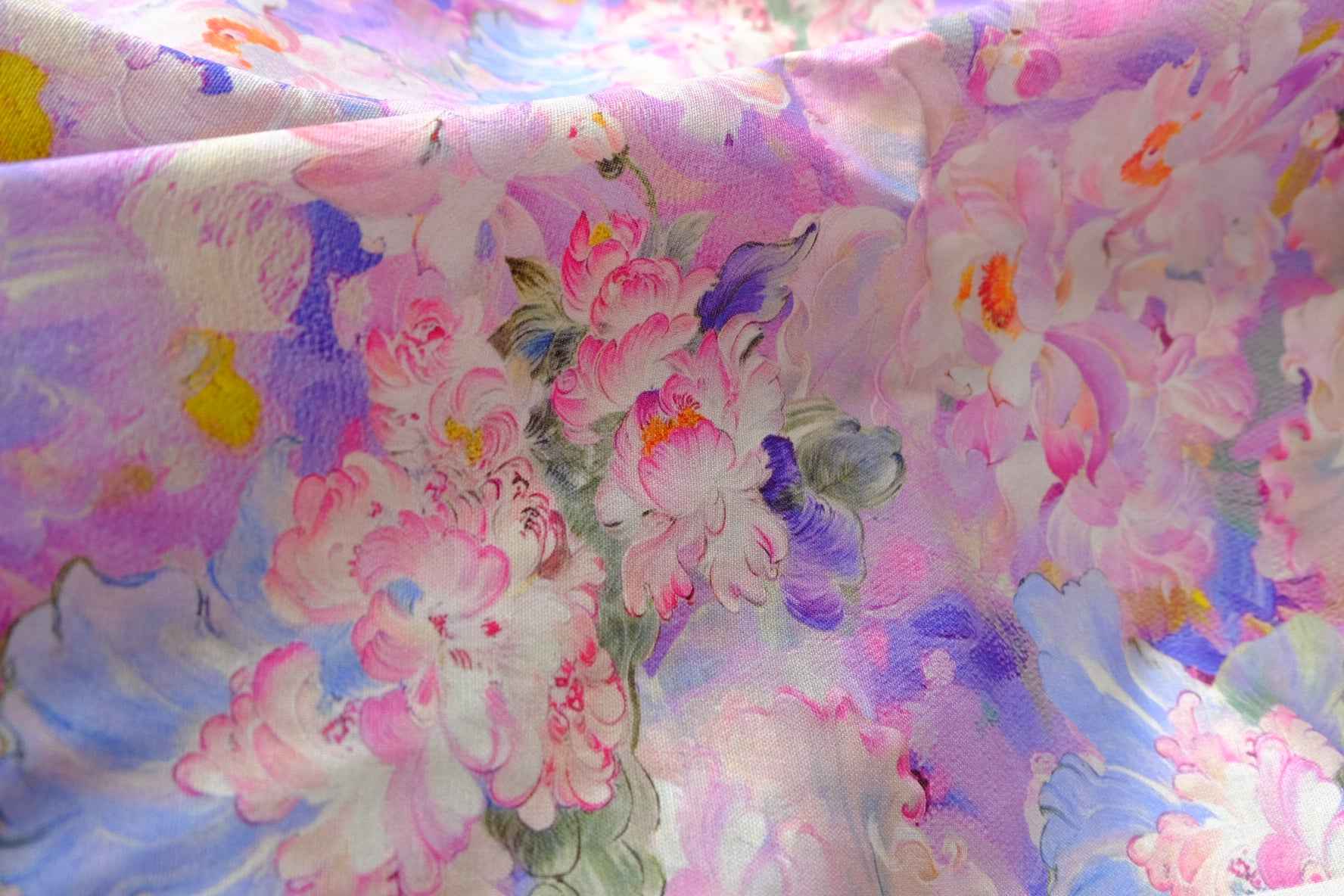 Pastel Floral Cotton Fabric, Soft 20s Dress Weight, 3.28 Yards