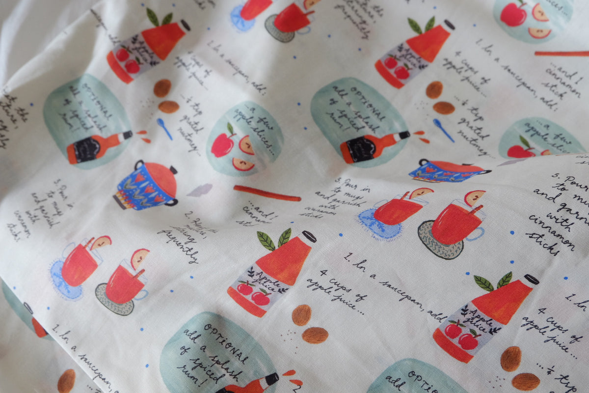 Apple Cider Recipe Soft Cotton Print – 2.19 yd