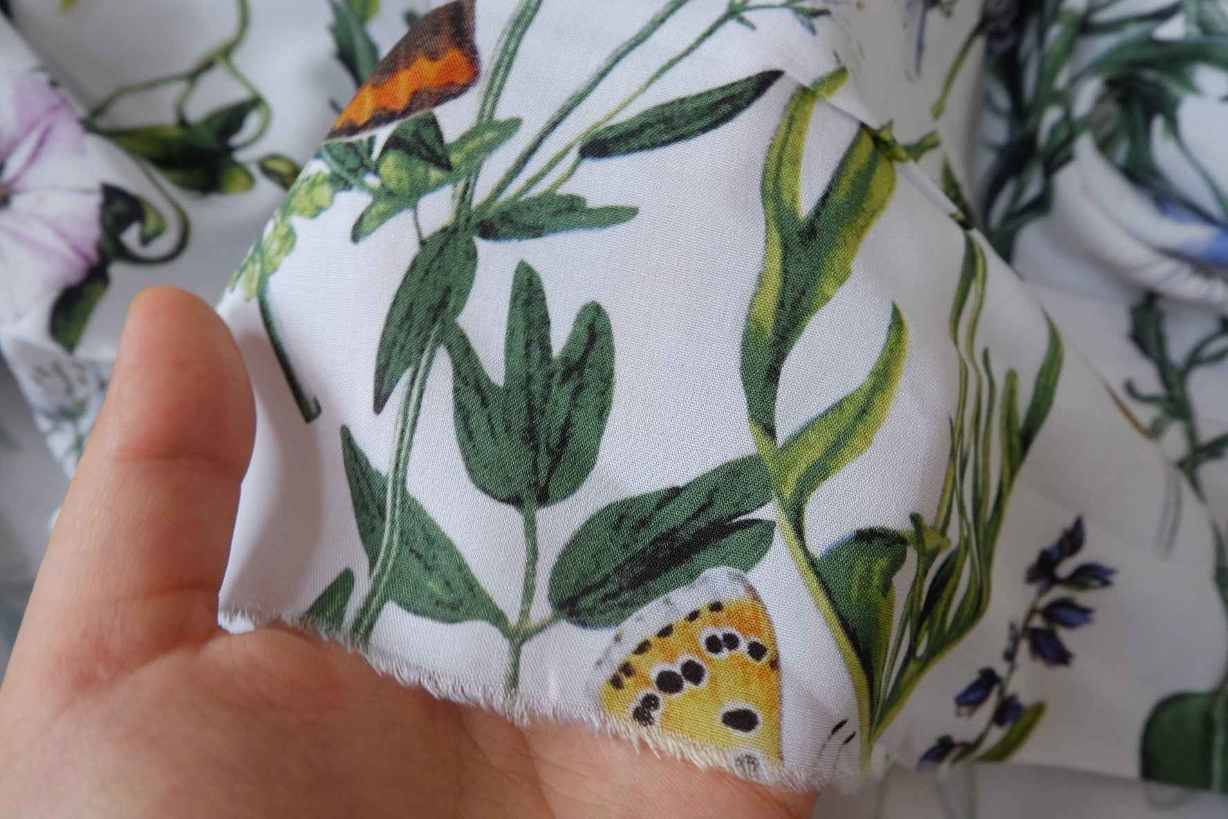 Butterfly Meadow Rayon Fabric, Soft Drapey Summer Dress Fabric, 3.28 Yards