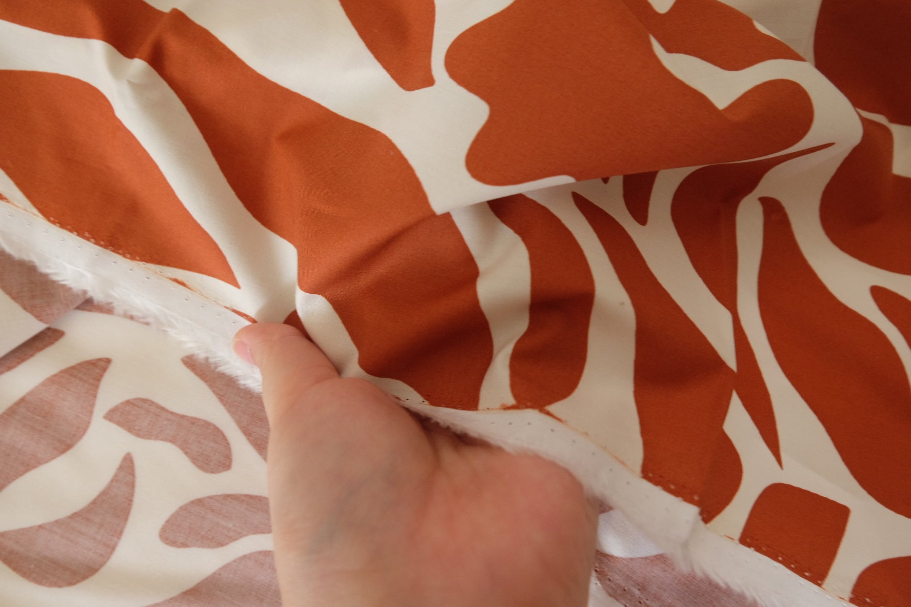 Rust Abstract Floral Cotton Poplin Fabric – High Density Pure Cotton – 3.3 yd
