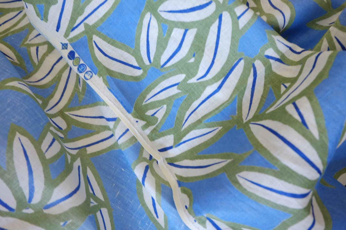 Blue Bamboo Garden Pure Linen Fabric – 2.19 yd