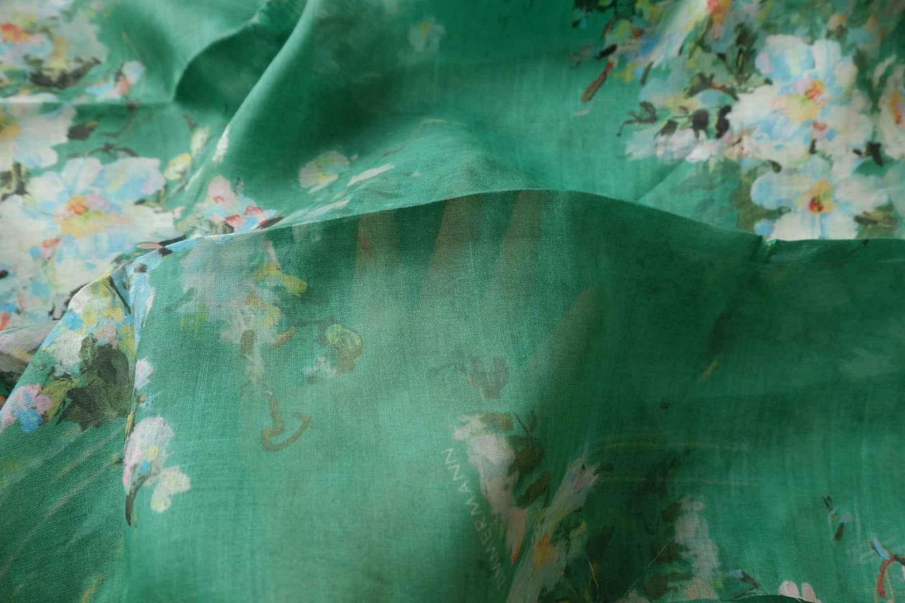 Designer Hand-Painted 80s Linen Dress Fabric - 3.28 yd