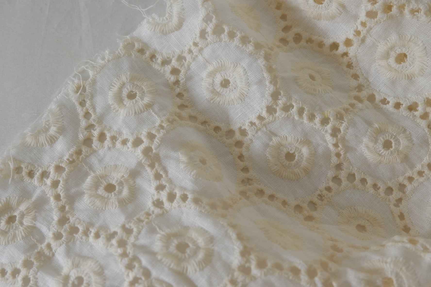 Heavy Embroidered Cutwork Linen Fabric – 2.2 yd