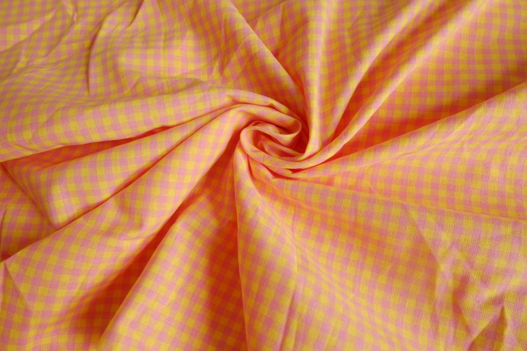 Pink Lemonade Mini Gingham Cotton-Linen Fabric - 3.28 yd