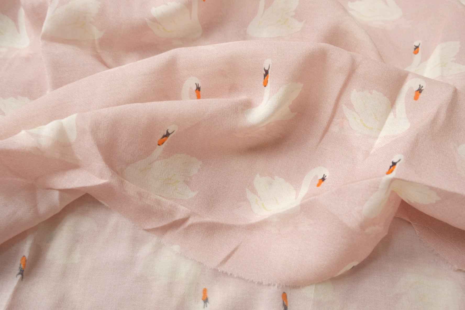 Pink Swan Cotton Gauze Fabric, Soft Sheer Lightweight Blouse Weight, 1.64/2.2 Yards