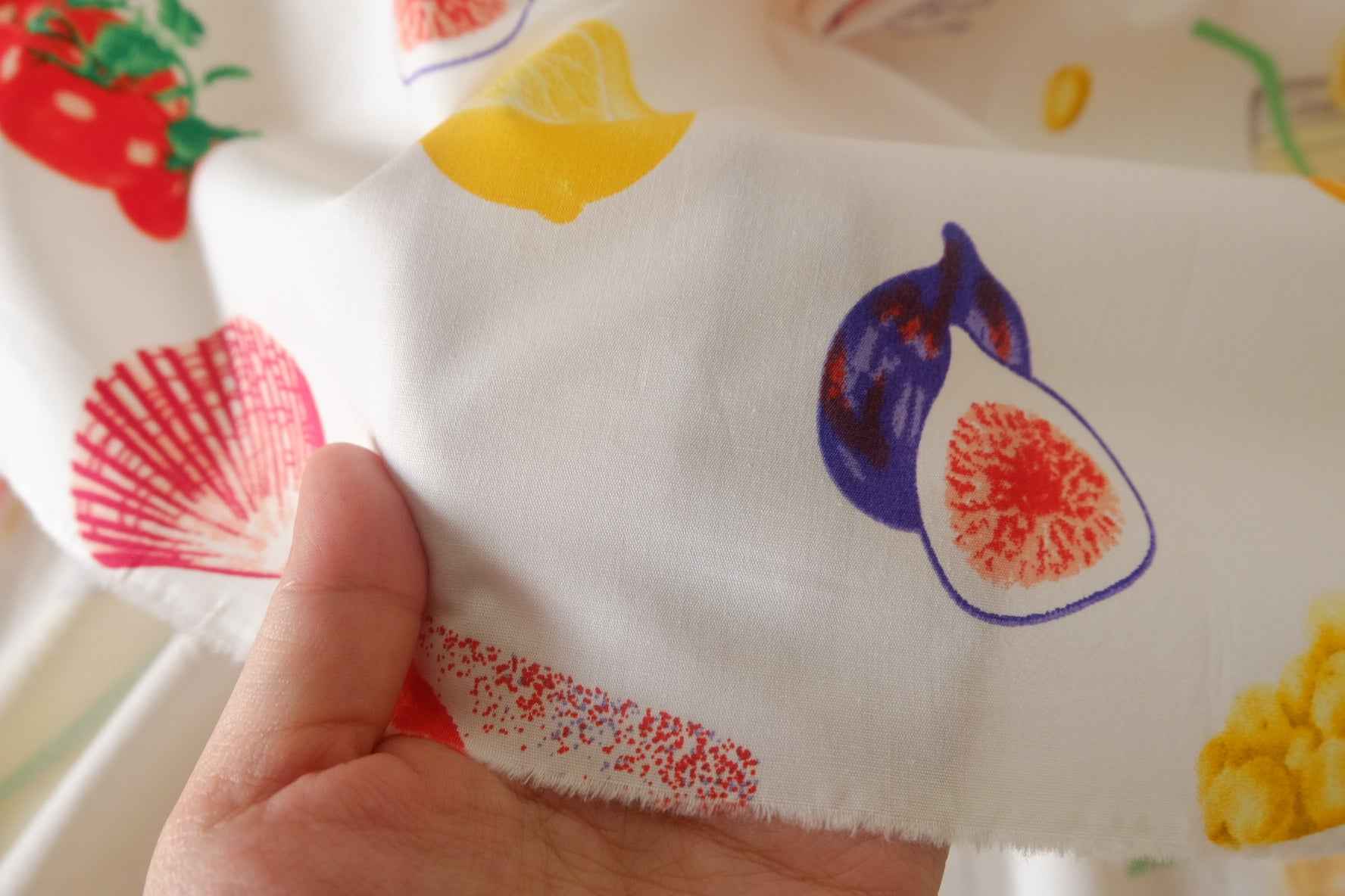 Summer Fruit Picnic Cotton Poplin Fabric – 2.2 Yards / 1.6 Yards