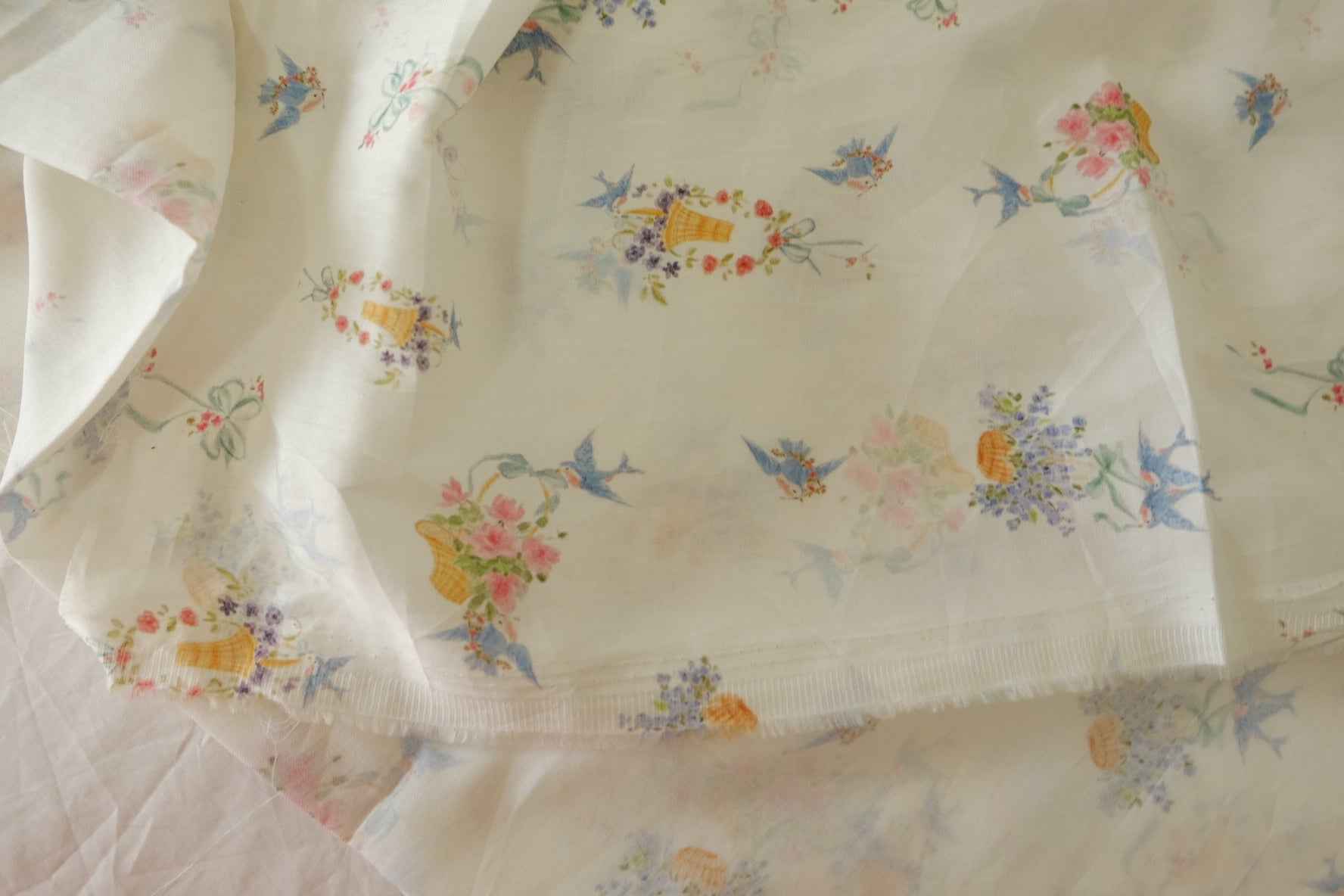 Little Blue Bird 80s Cotton Sateen Fabric – 3.3 yd