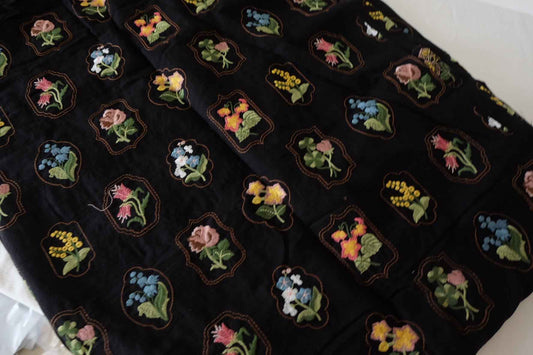 All-Over Embroidered Cotton Linen Blend Fabric – 2.2 yd
