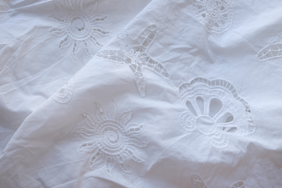 Seashell & Starfish Cutwork Embroidered Cotton Poplin – 2.2 yd