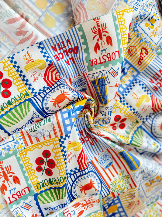 Mediterranean Market Crisp Cotton Sateen Fabric — 2.75