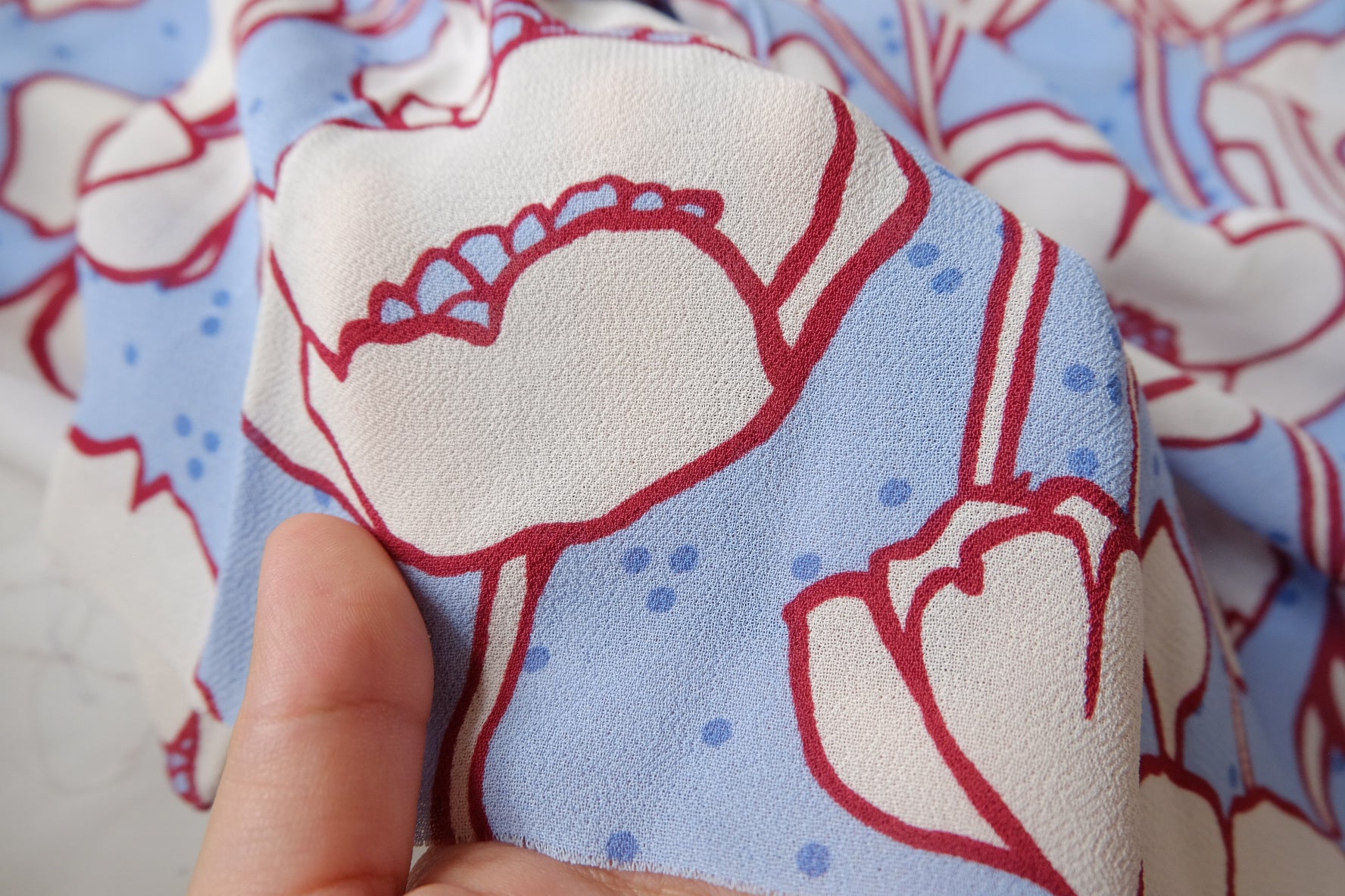 Blue Poppy Rayon Fabric - 2.19 yd
