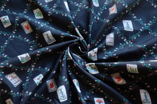 Midnight Garden Playing Cards Cotton Poplin Fabric – 2.19 yd