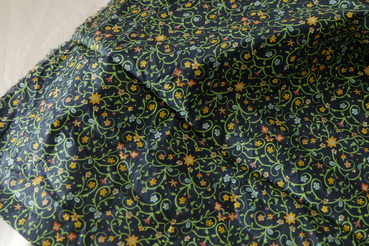 Midnight Vine Cotton Lawn Remnant – 1.3 yd