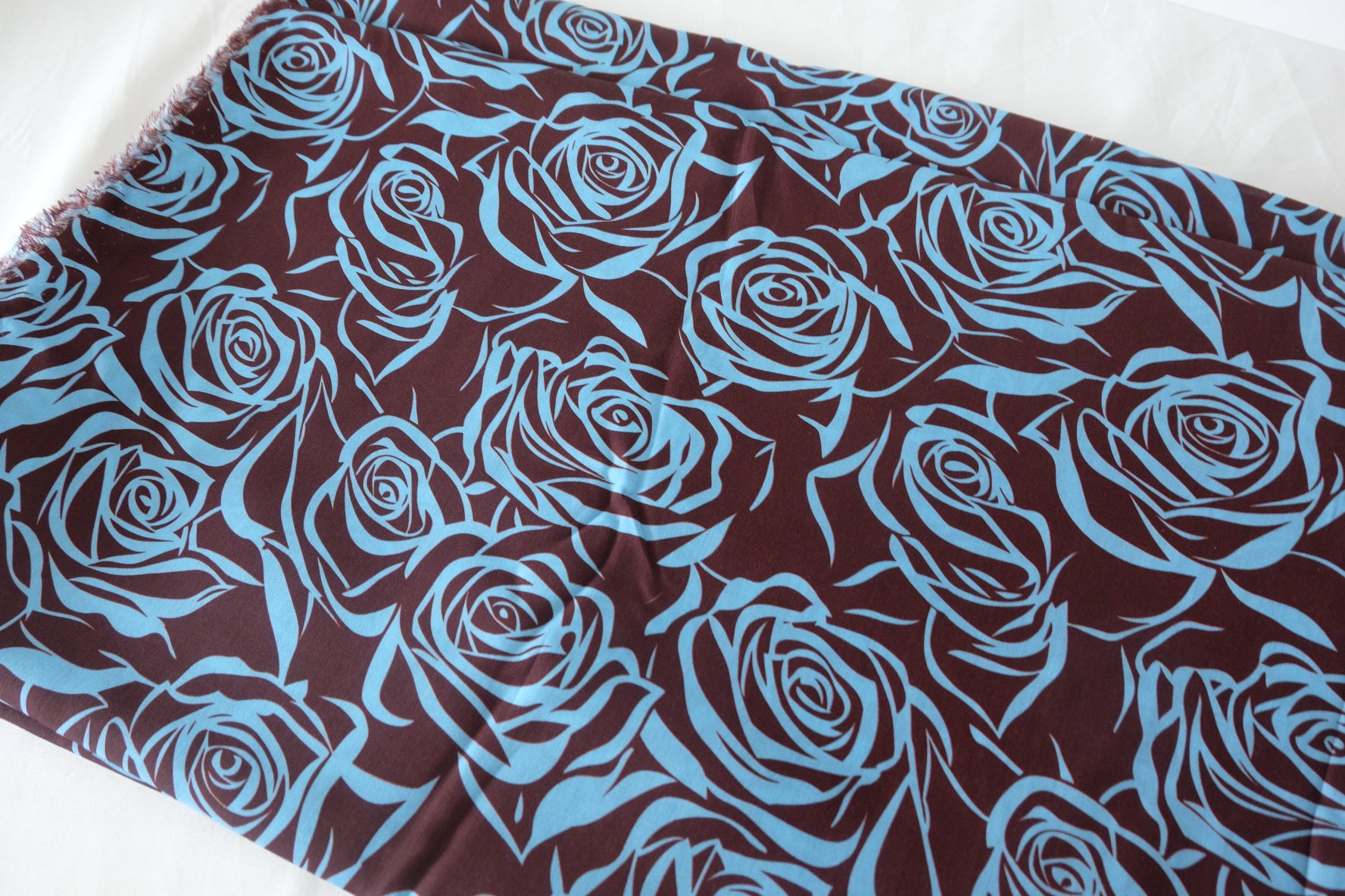 Blue Rose Rayon Challis Fabric – 2.7 yd