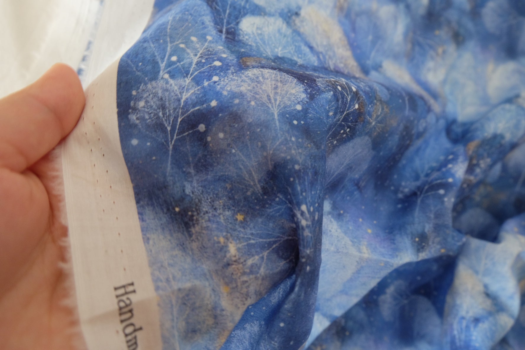 Dreamy Blue Forest Cotton Lawn Fabric – Watercolor Botanical Print – 2.2 yd