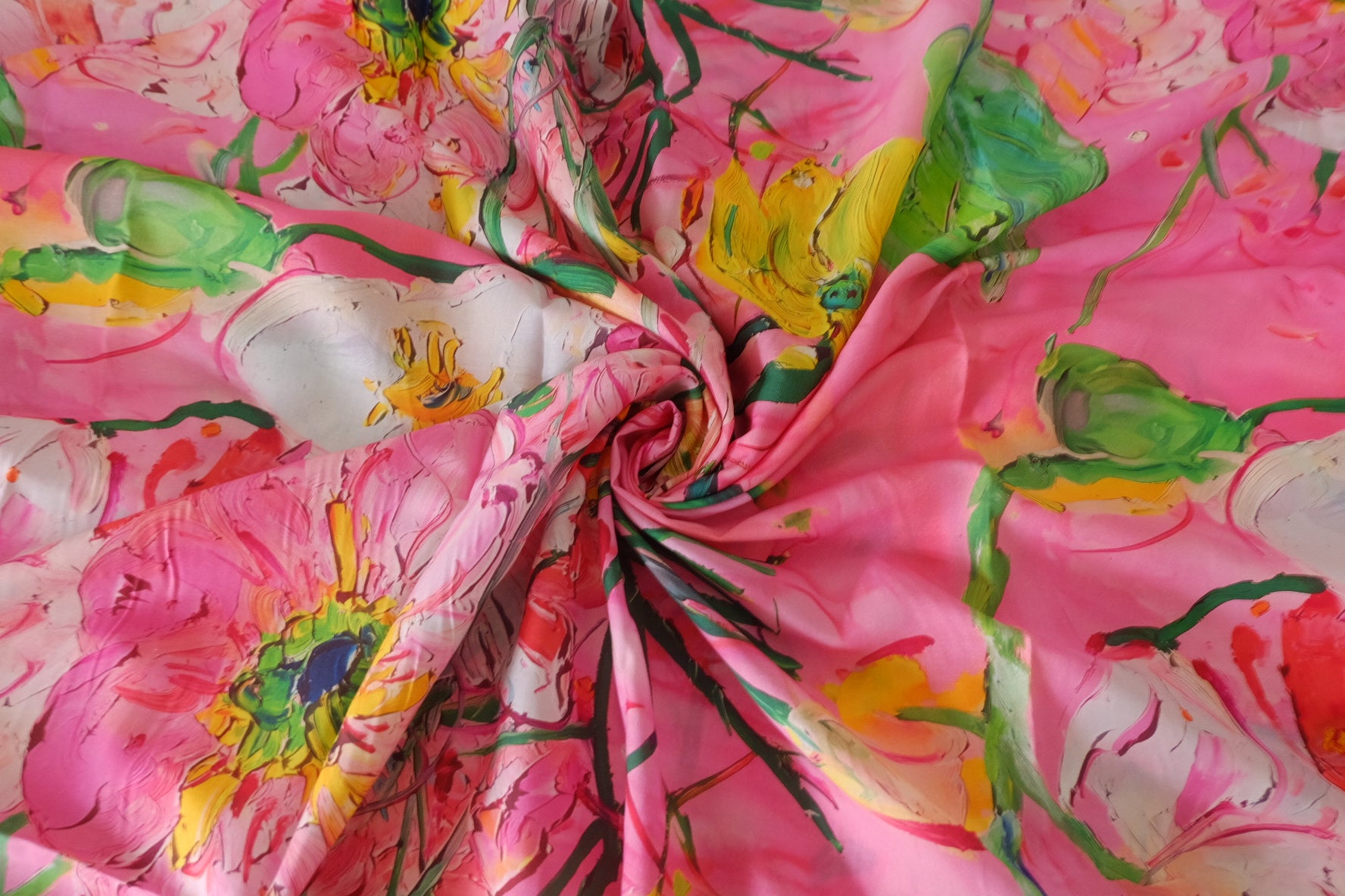 Painterly Pink Floral Tencel Ramie – 3.3 yd