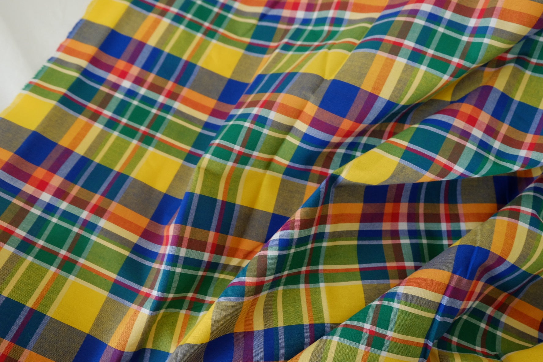 Colorful Yarn Dyed Cotton Plaid Fabric – Vibrant Rainbow Check – 1.6 yd