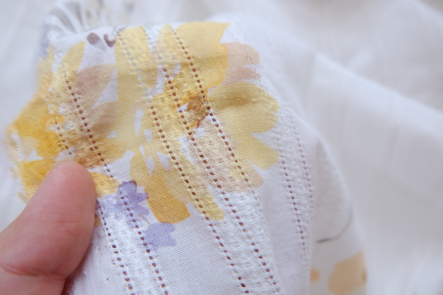 Soft Yellow Floral Jacquard Cotton Fabric - 1.64 yd