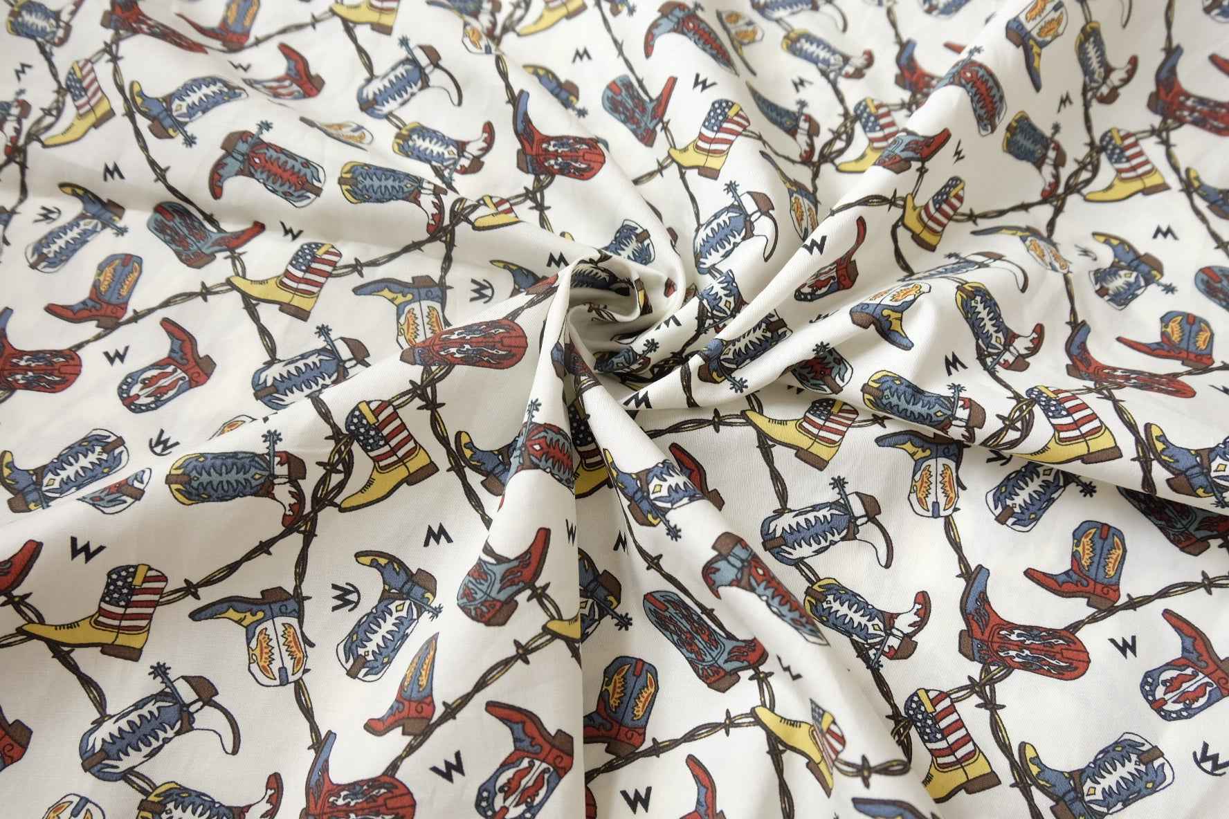 Western Boots Cotton Poplin Fabric - 2.19 yd