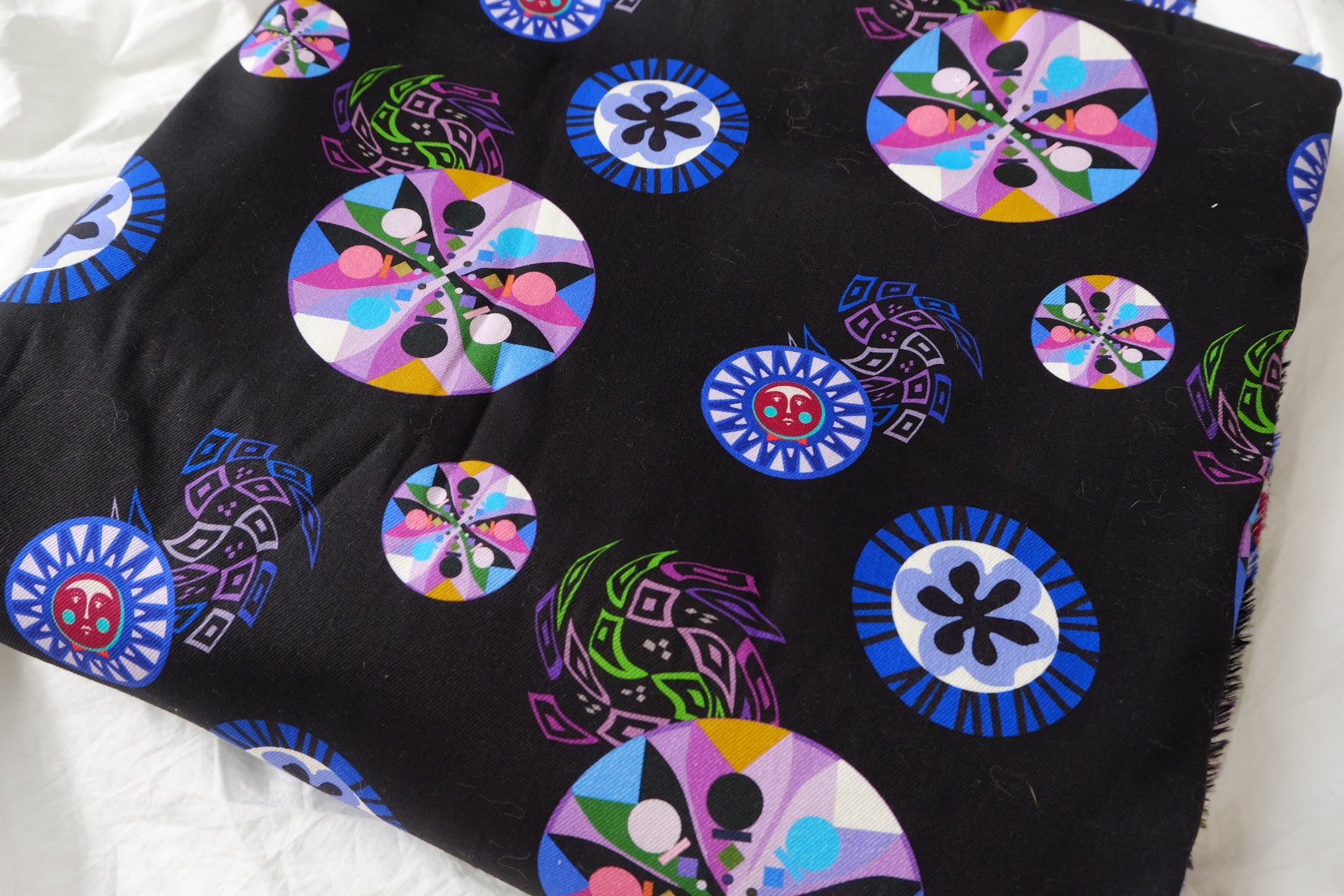 Graphic Printed Cotton Twill in Black — 2.19 Yards
