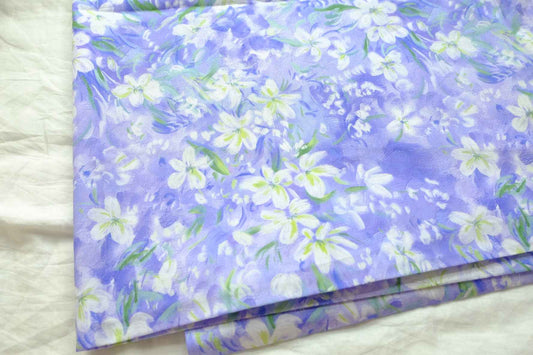 Lavender Floral Cotton Fabric, Soft 40s Lightweight Print, 2.52 Yards
