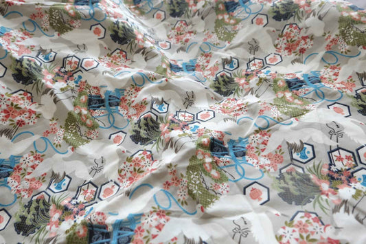 Crane Garden Cotton Fabric - 2.19 yd