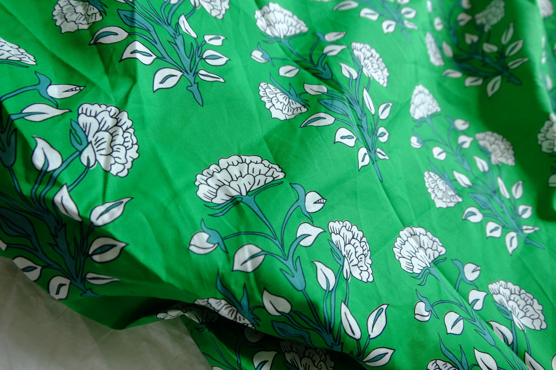 Green Floral 80s Cotton Poplin — 1.97 yd