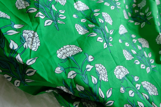 Green Floral 80s Cotton Poplin — 1.97 yd