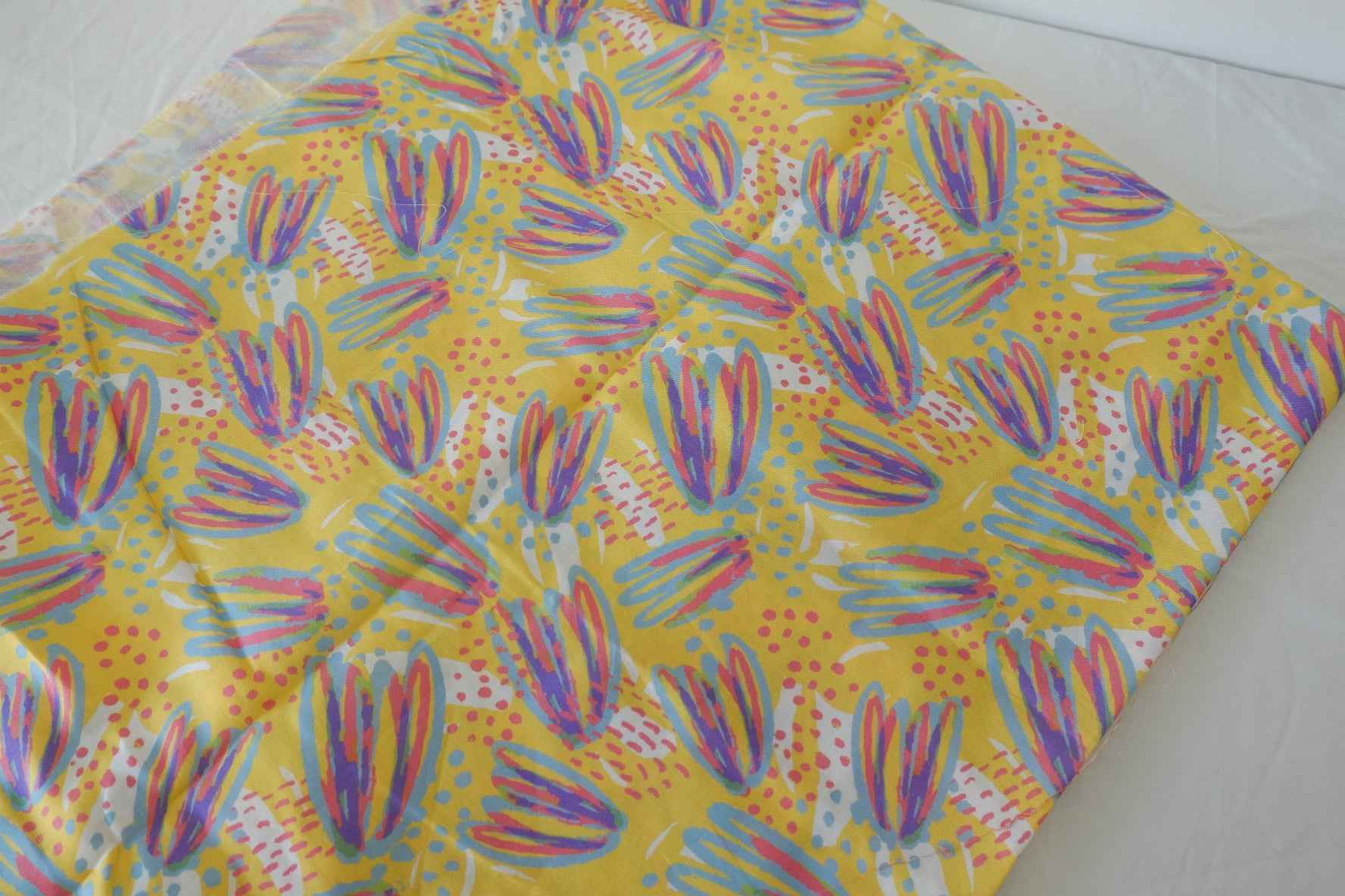 Playful Yellow Abstract Floral Cotton Twill Fabric – 2.1 yd