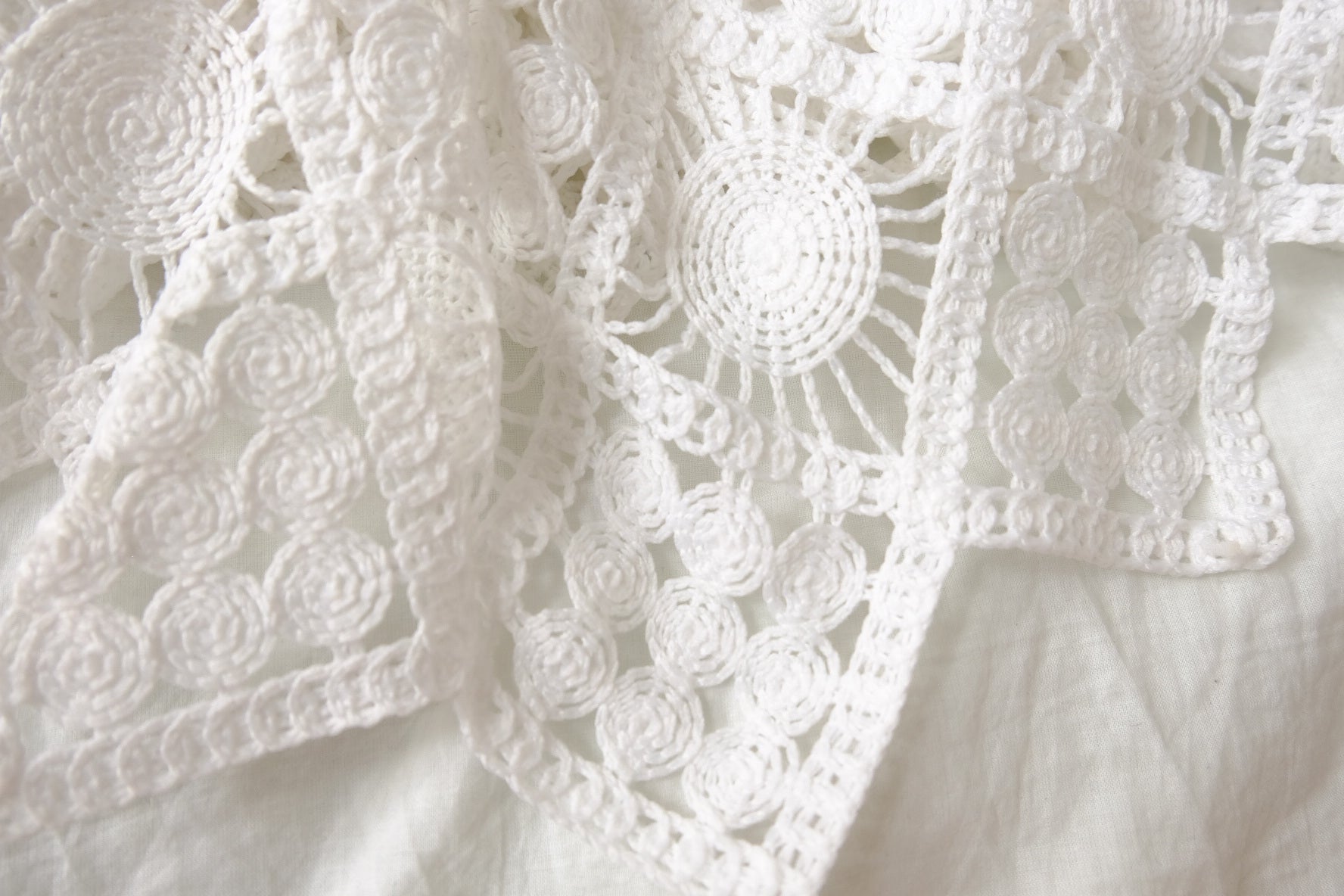 Heavyweight White Crochet Lace, 2.19 Yards