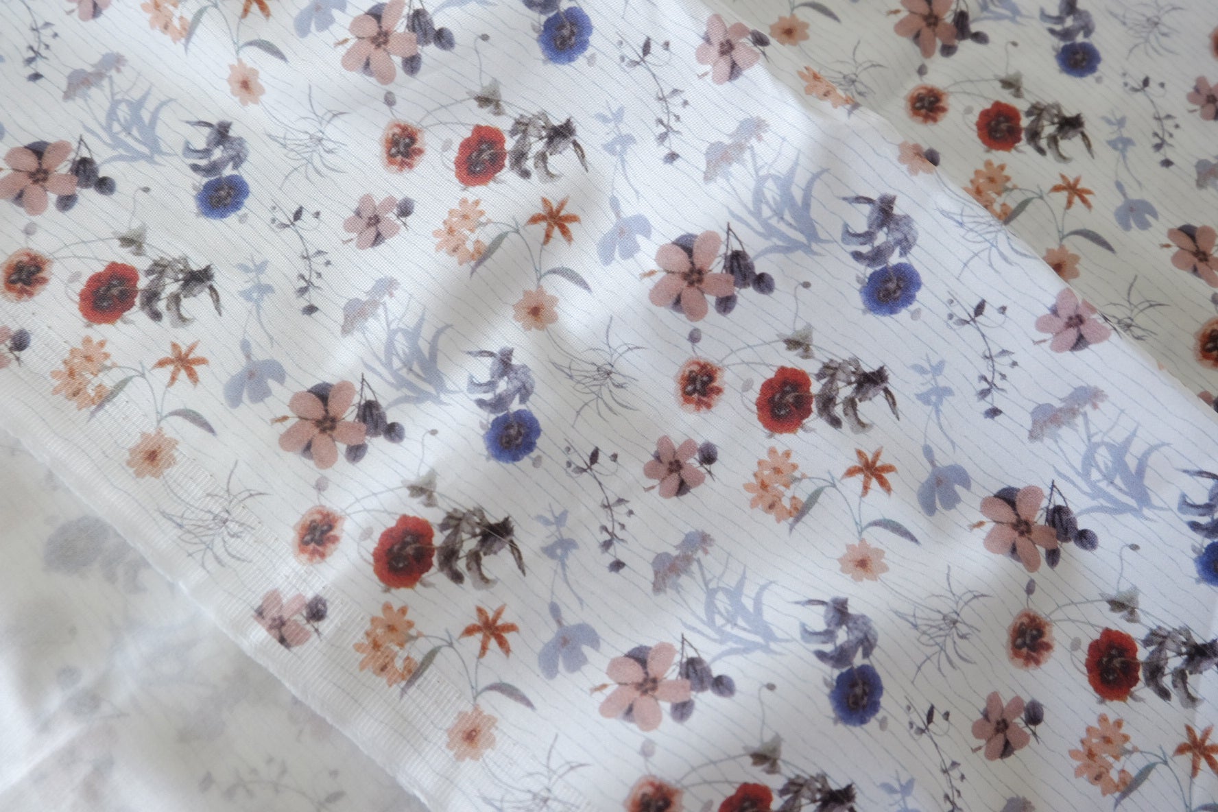 Painterly Floral Cotton Sateen Fabric – 2.2 yd