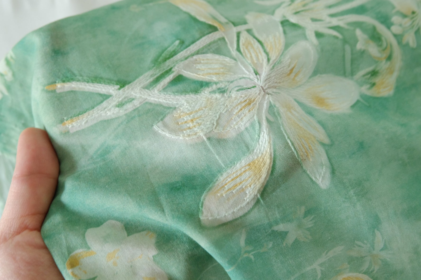 Embroidered Floral Cotton Voile Fabric – 3.1 yd