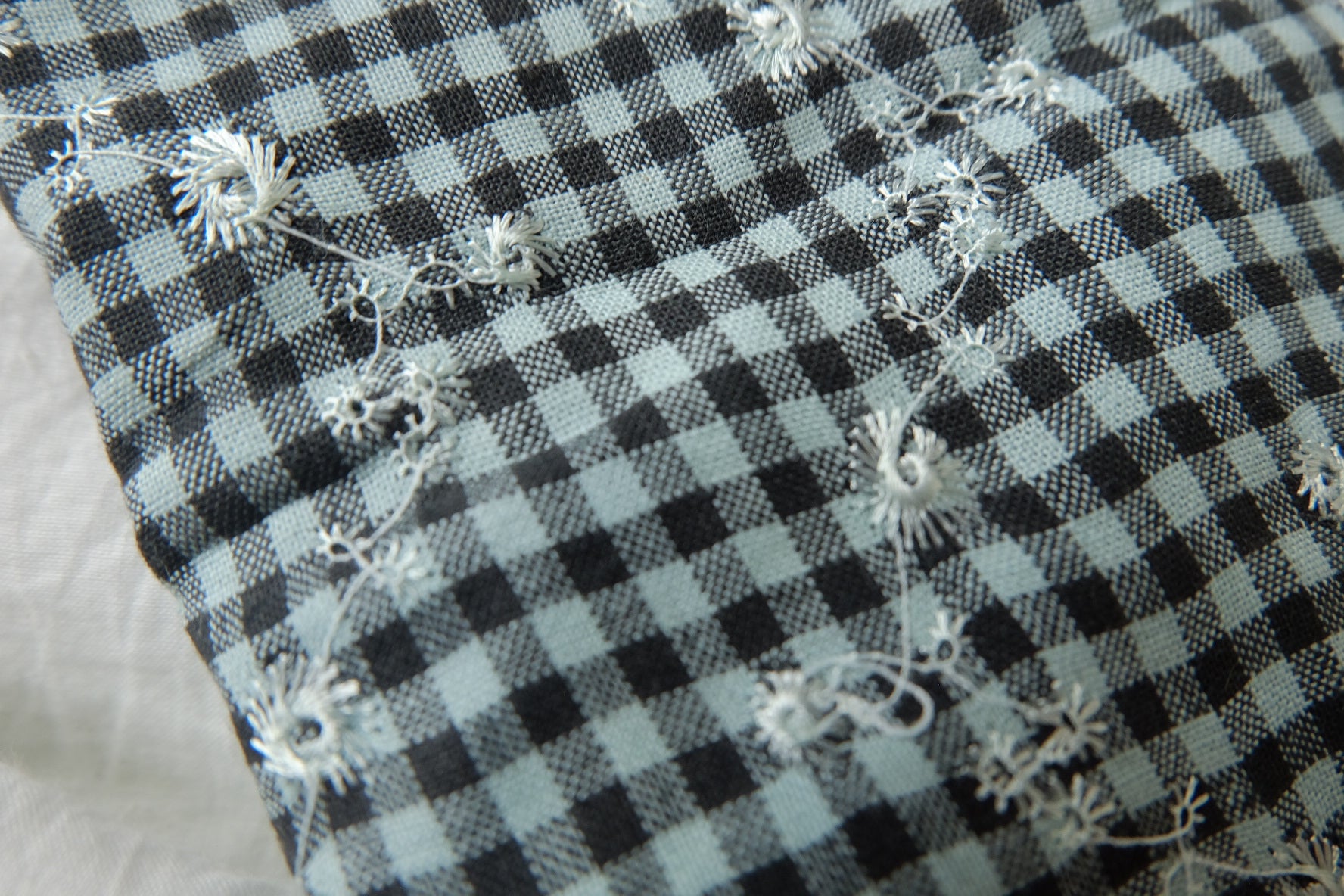 Embroidered Gingham Cotton, 2.19 Yards