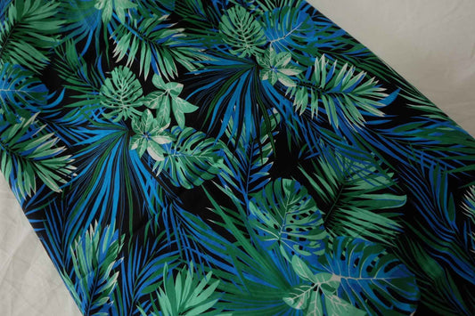 Tropical Leaf Rayon Challis Fabric - 3.8 yd