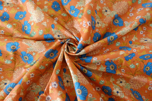 Vintage Blue Floral Cotton Lawn Fabric – 2.8 yd