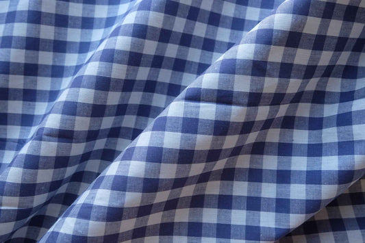 Blueberry Gingham Yarn-Dyed Cotton Fabric – 3.28 yd
