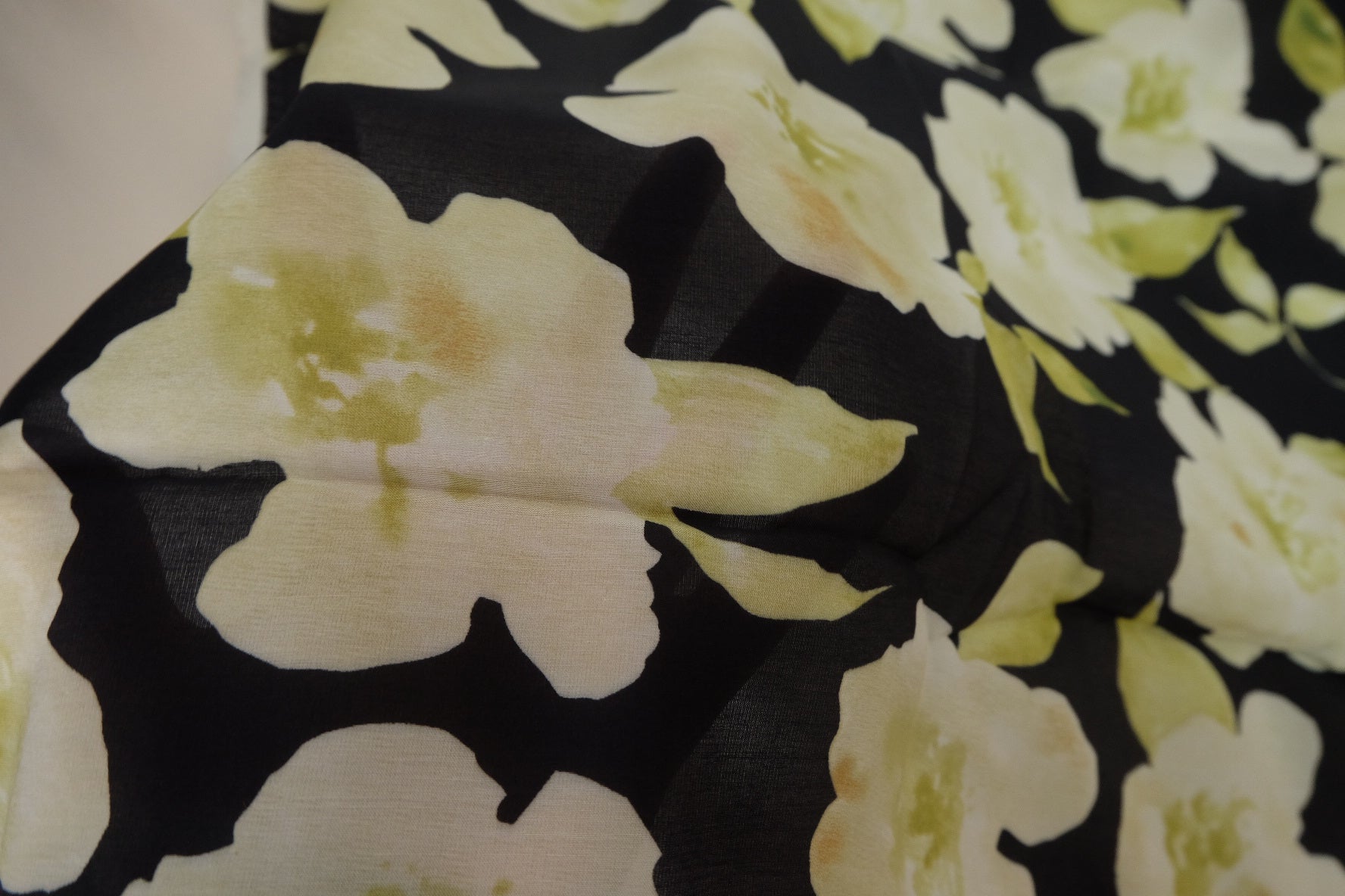 Watercolor Yellow Blossom Cotton Lawn Fabric – 3.3 yd