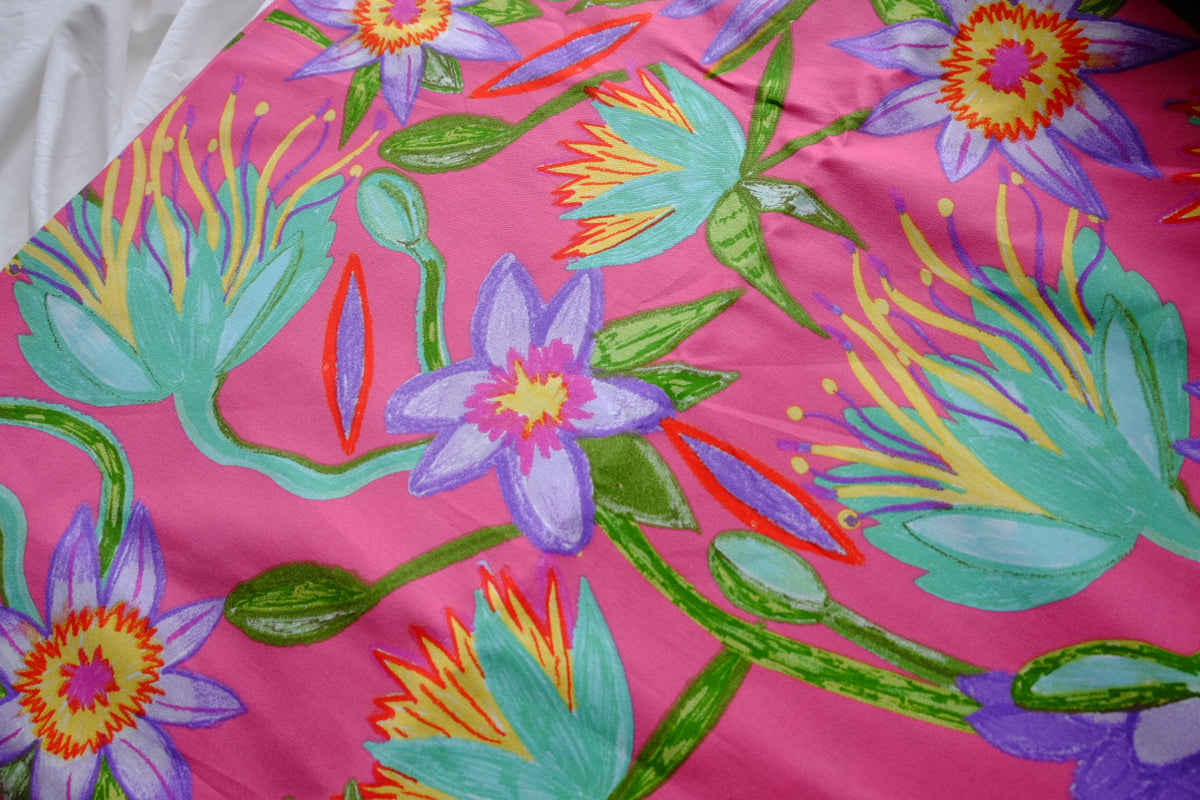 Pink Botanical Cotton Linen Canvas – 3.3 yd