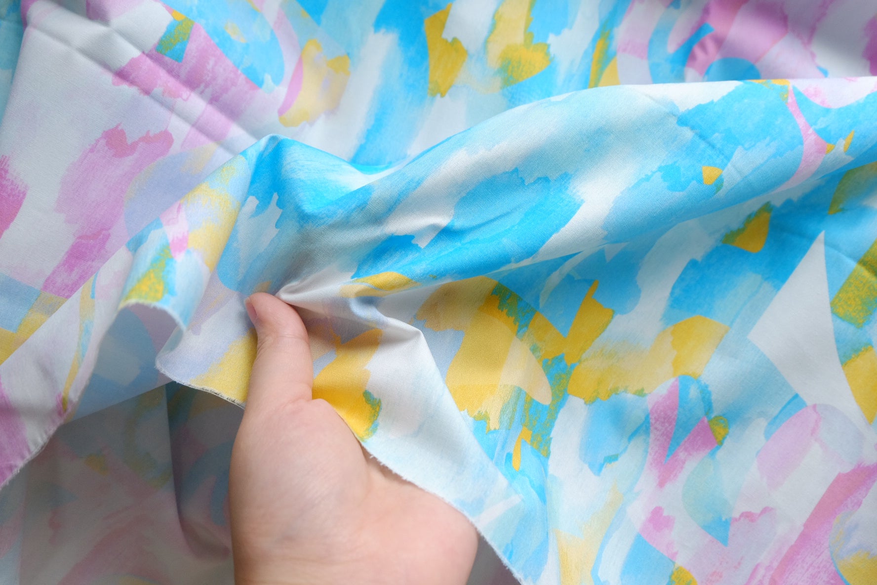 Abstract Watercolor Structured Cotton Poplin – 1.7 yd