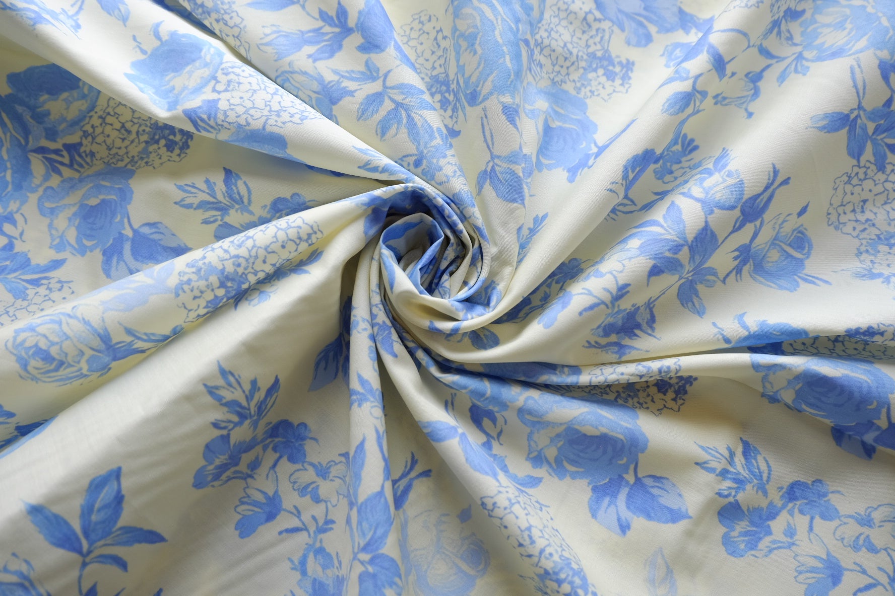 Blue Floral High-Density Cotton Poplin – 3.8 yd
