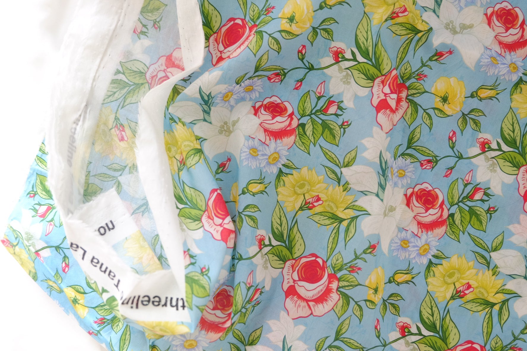 Blue Rose Garden Cotton Lawn – 2.1 yd